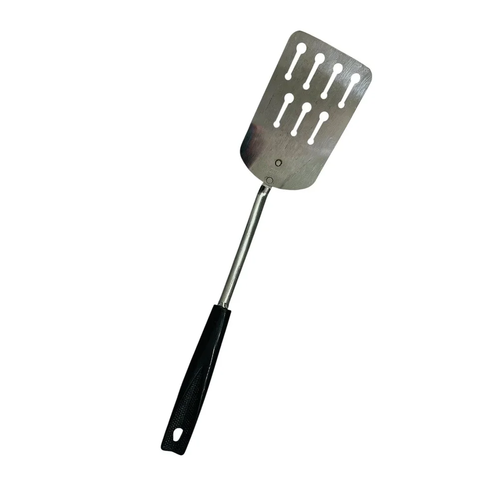 Vintage Ekco Chromium Plated Slotted Spatula Black Handle Made in USA MCM 12